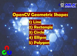OpenCV Geometric Shapes Tutorial - Line, Rectangle, Circle, Ellipse, Polygon and Text